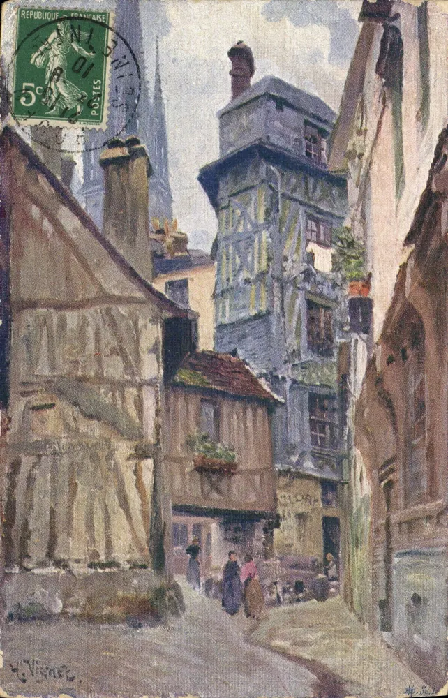 Vista de rua em Paris — editor H. Stark, N° 9 Rue du Hallage - Frente