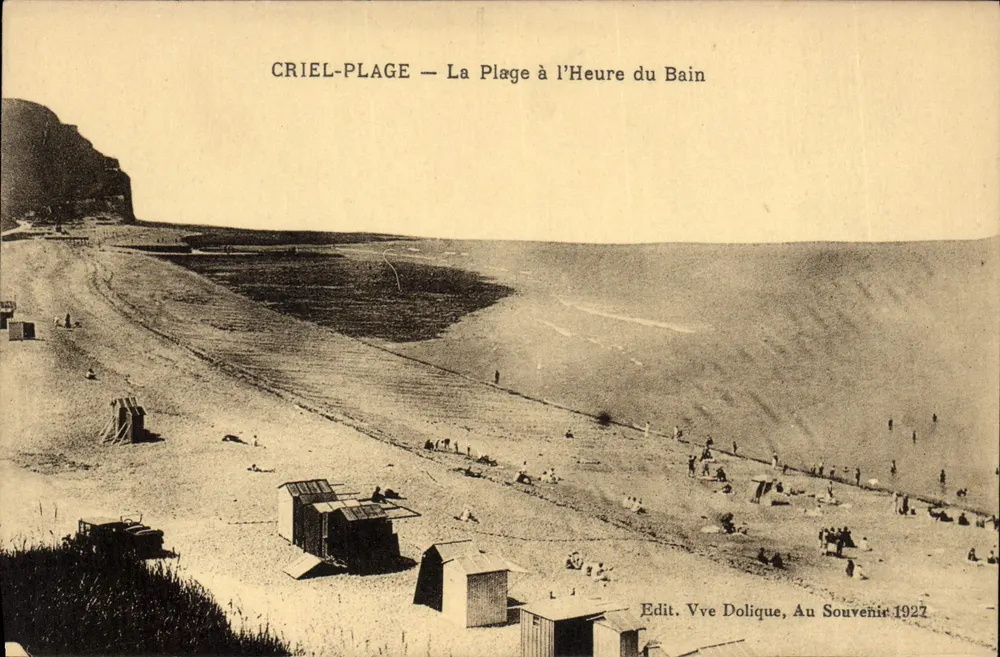 CRIEL-PLAGE — De strand aan de tijd van het bad — Edit. Vve Dolique, Au Souvenir 1927 - Voorkant