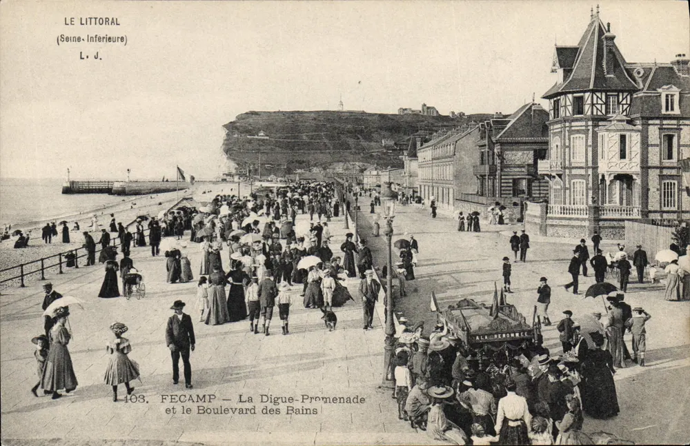 Fécamp — Die Digue-Promenade und der Boulevard des Bains — L. J. - Vorderseite