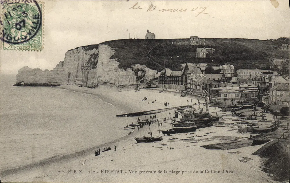 ÉTRETAT - Allgemeiner Blick auf den Strand vom Aval-Hügel — E.B.Z. n°242 - Vorderseite