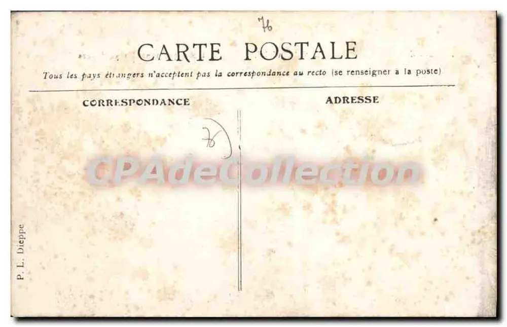 Dieppe — Débarquement des passagers sur l'Arundel — Éditeur P. L. Dieppe, n°27 - Verso