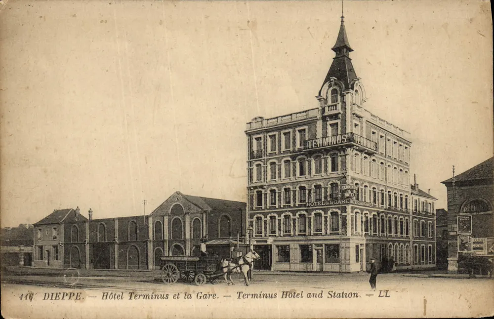 Dieppe — Hotel Terminus y la Estación — LL - Anverso
