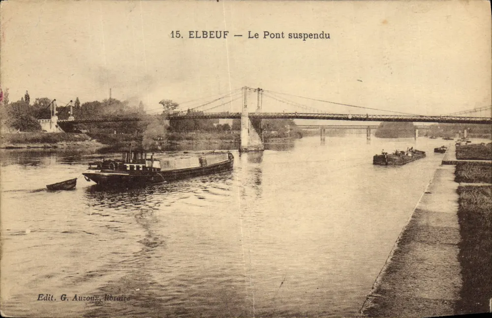Elbeuf — Most wiszący — wyd. G. Auzoux, księgarza - Awers