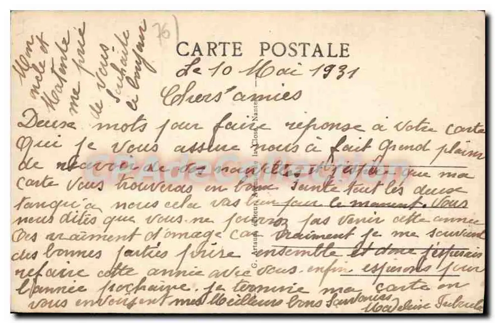 St-Valery-en-Caux — A « Cauchie » — Editor G. Artauds, n° 12 - Verso