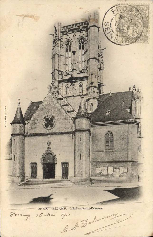 Fécamp - A Igreja de São Etienne — E. Le Delleux, Paris, N° 107 - Frente
