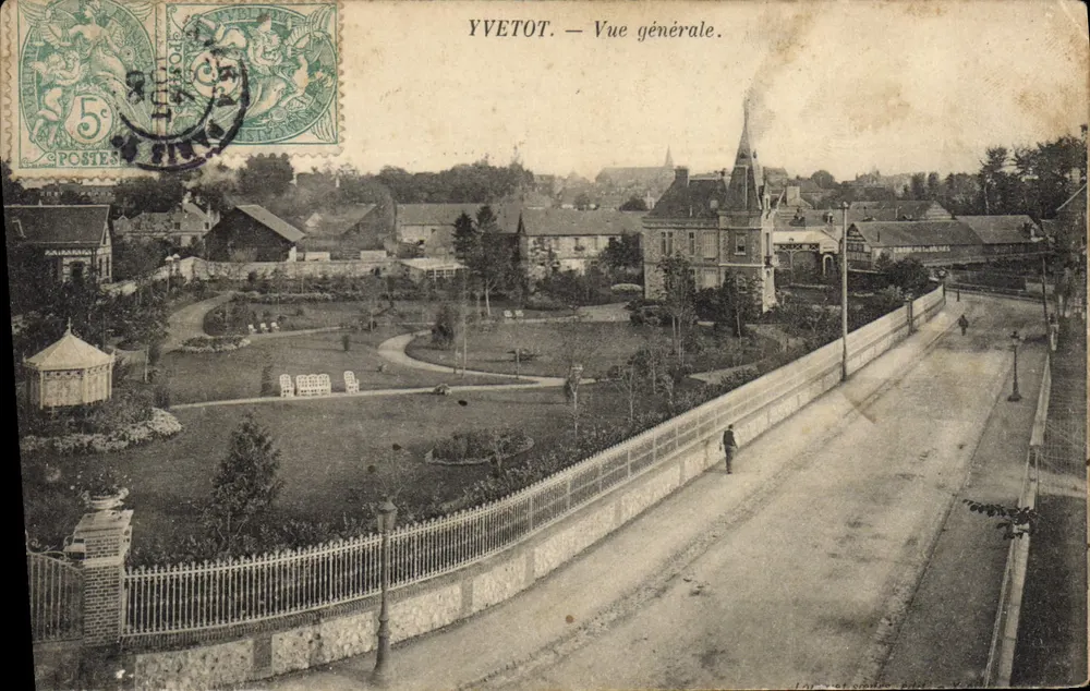 Yvetot — Ogólny widok. — Wydawca: Lajouet & Cie, n° 76 - Awers