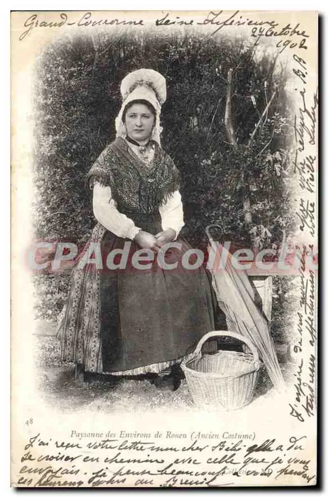 Bäuerin aus den Umgebungen von Rouen — Altes Kleid — Unbekannter Verlag, n°48 - Vorderseite