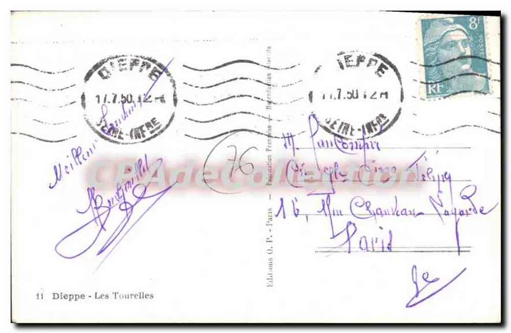 Dieppe - Les Tourelles — editor Éditions Françaises — n° 11 - Verso