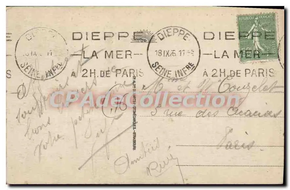Dieppe - Der Vorderhafen und allgemeiner Blick — anonymer Verlag, Nr. 96 - Rückseite