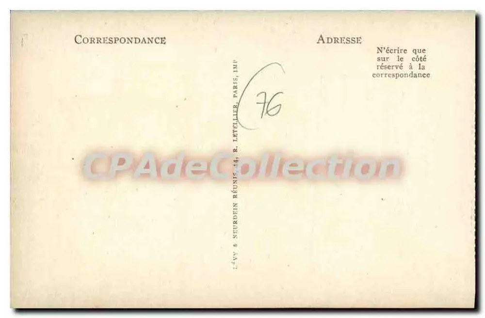 Le Tréport — Das Casino, der Kliff — Verlag Lévy & Neudrèin Réunis, Nr. 73 - Rückseite