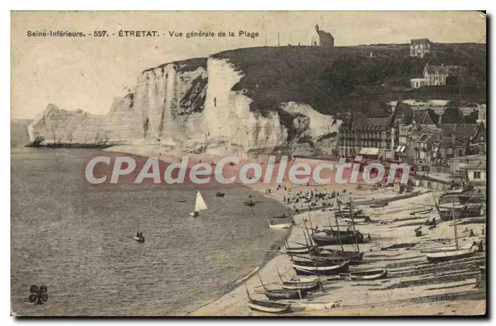 ÉTRETAT - Vista geral da Praia — Seine-Inférieure, n°597 - Frente