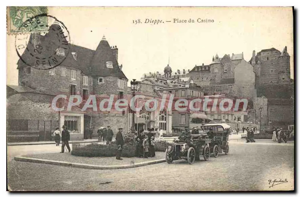 Dieppe — Praça do Cassino — Editor F. Faucon, n° 158 - Frente