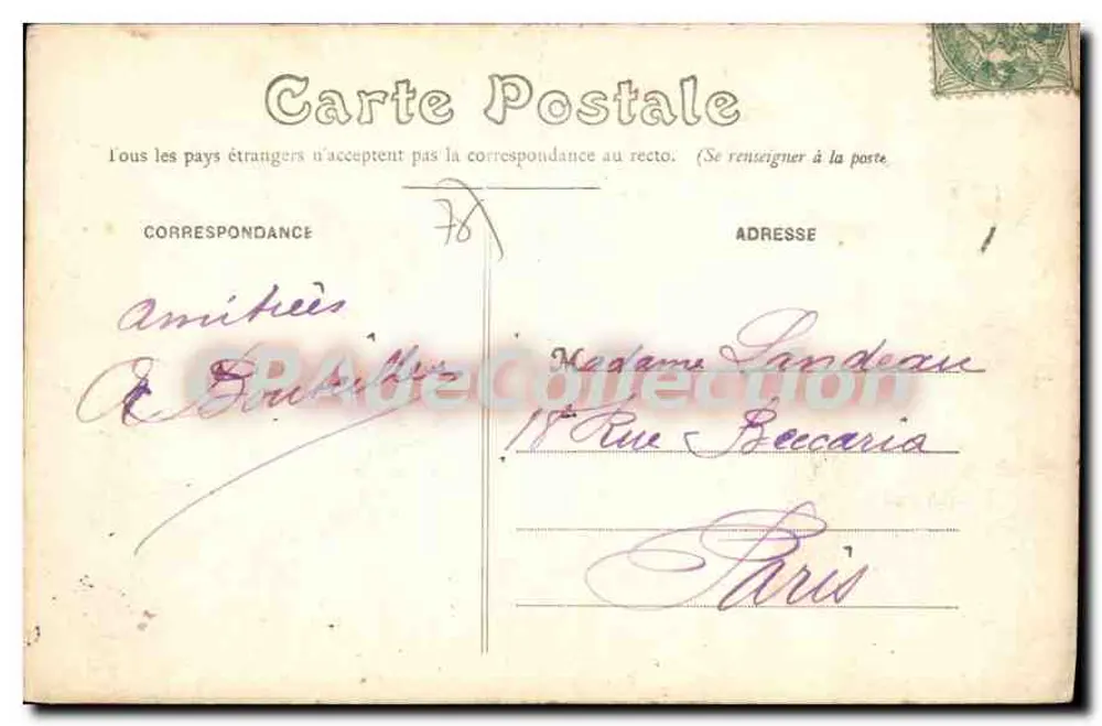 Dieppe — Praça do Cassino — Editor F. Faucon, n° 158 - Verso