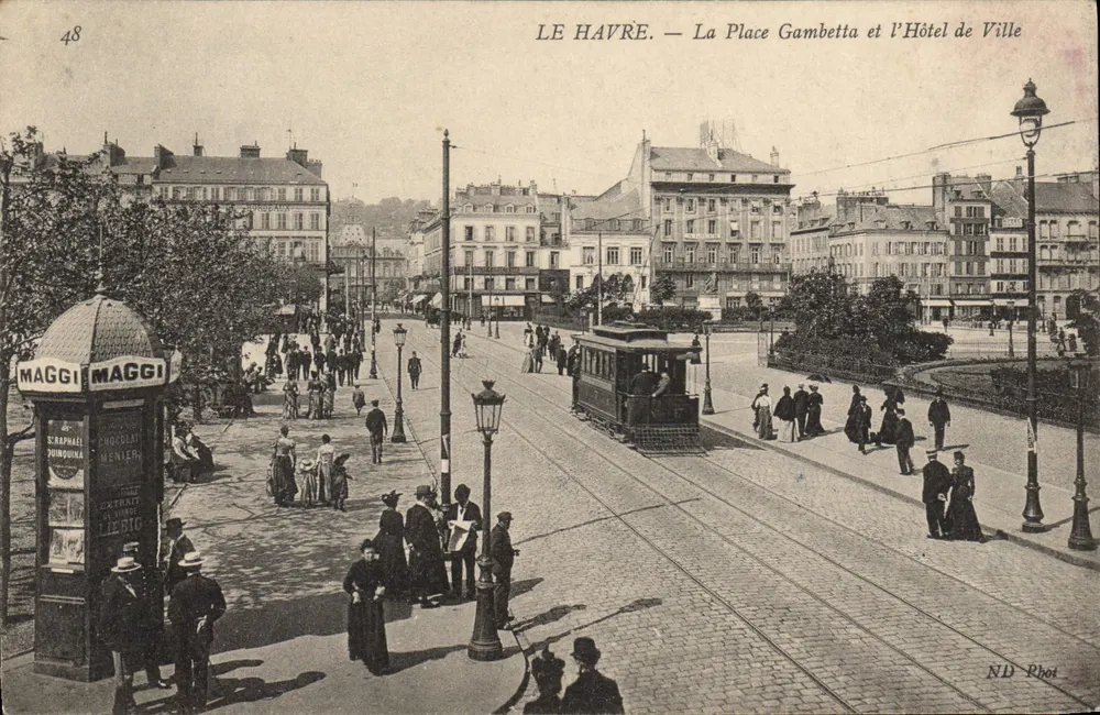 Le Havre — Place Gambetta und das Rathaus — ND Phot - Vorderseite