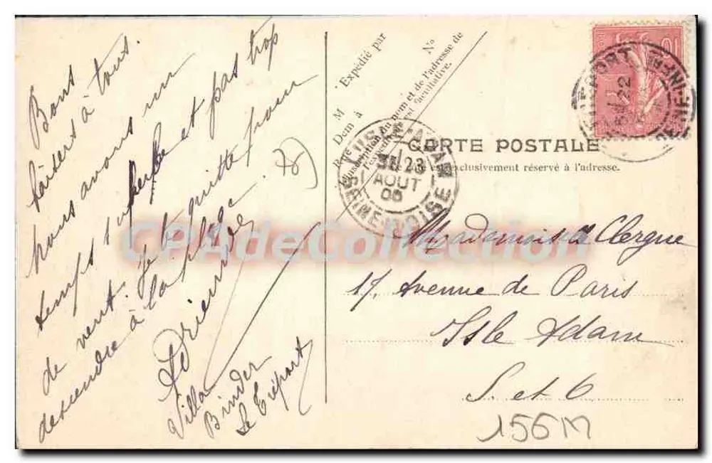 Le Tréport — O Casino — V.P. Paris. Número 12 - Verso