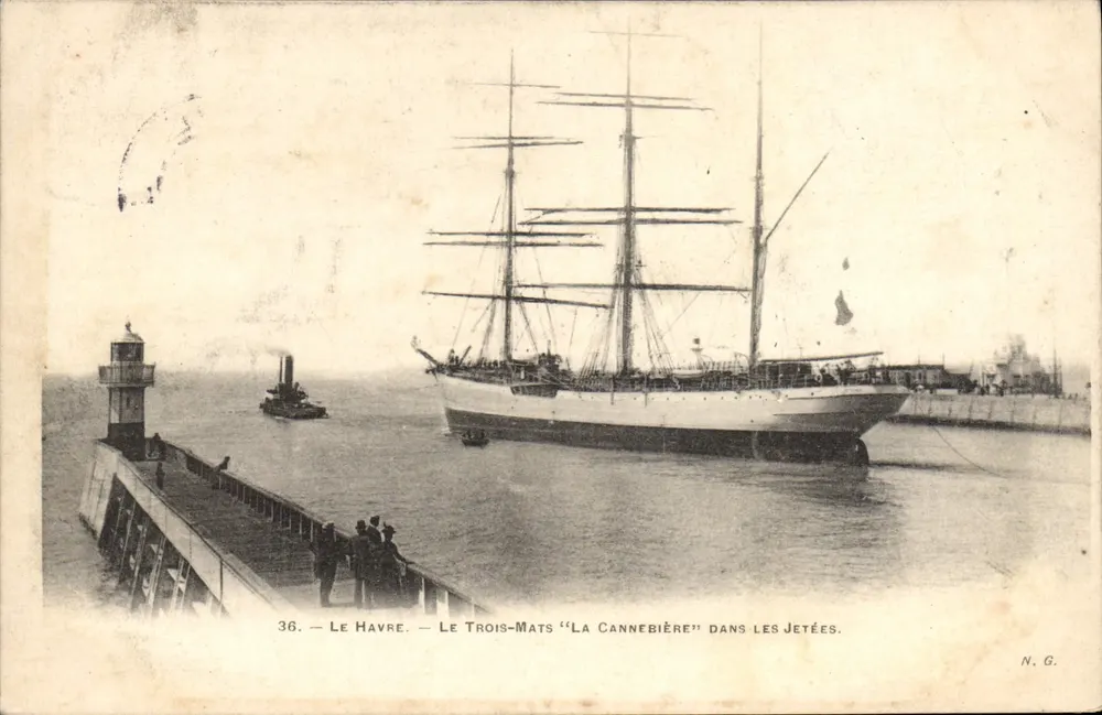 Le Havre — Das Drei-Mast-Schiff "La Cannebière" an den Pier — N.G. n°36 - Vorderseite