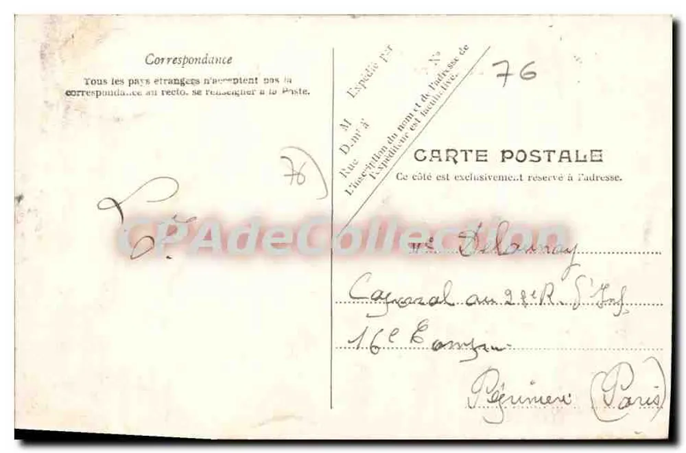 Le Havre — O Teatro — editor desconhecido, n° de série 1662 - Verso