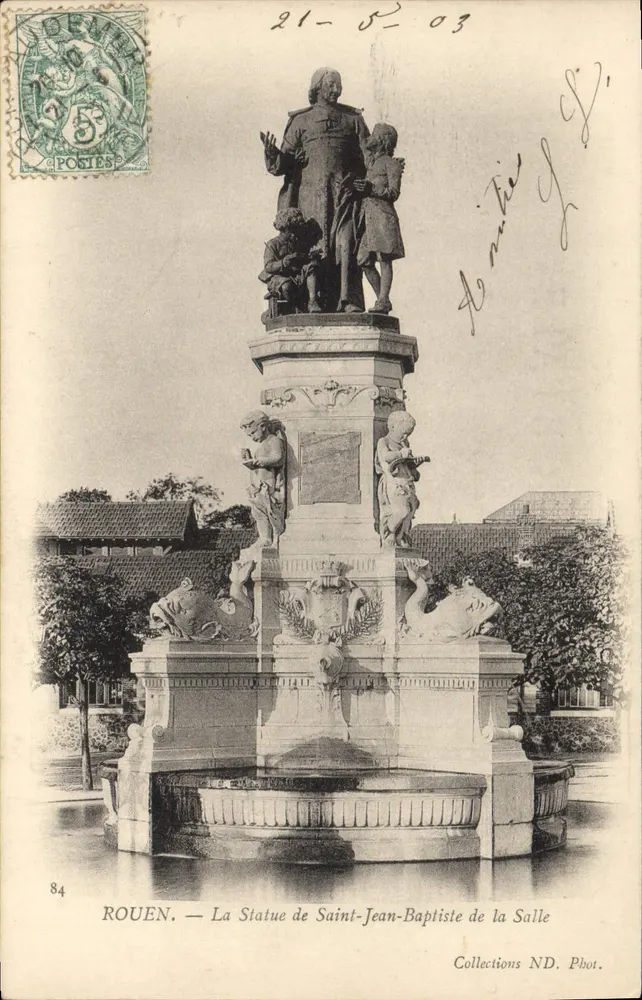 Rouen — Die Statue des Heiligen Johannes Baptiste de la Salle — Sammlung ND. Fotografie - Vorderseite