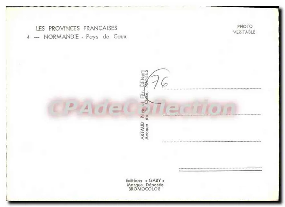 Normandie — Pays de Caux — Editions Gaby, Nantes - Rückseite
