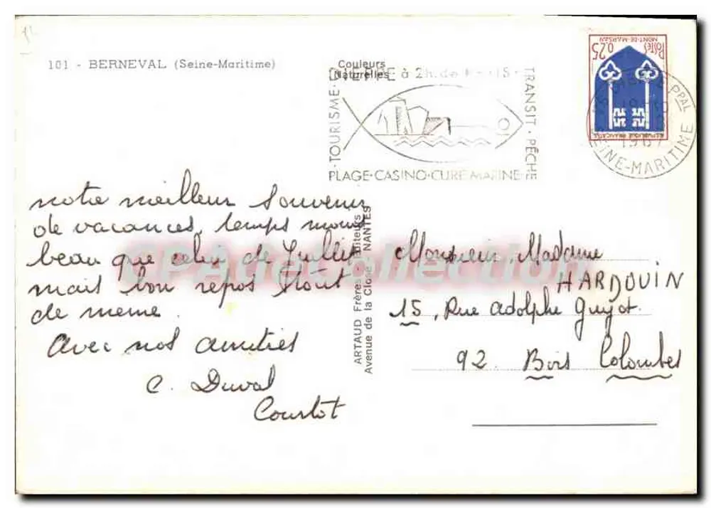Berneval — Die Klippen, der Strand, allgemeiner Blick — Verlag Artaud Frères, Nr. 101 - Rückseite
