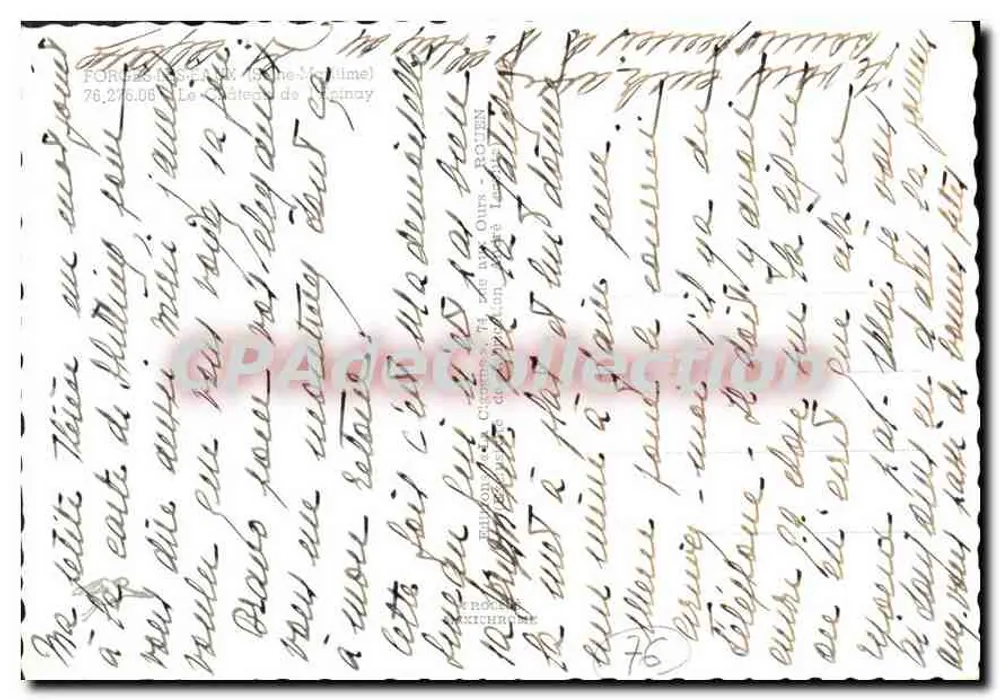 Schloss Épinay — Ansicht des Gebäudes und Gartens — Vintage Postcard/Antike Ansichtskarte - Rückseite