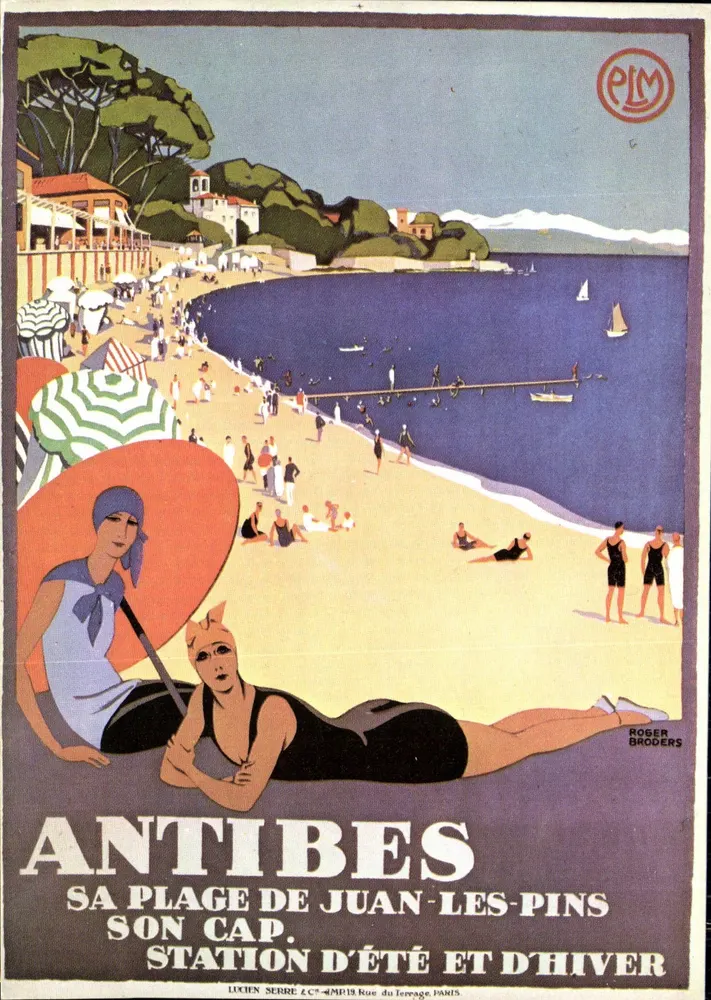 Antibes — Zijn strand van Juan-les-Pins, zijn kiel. Zomerkamp en winterkamp — Roger Broders, Lucien Serre & Cie, Rue du Terrage, Parijs - Voorkant