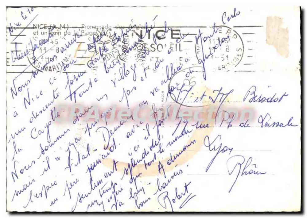 Promenade dos Ingleses — Nice — editor desconhecido, número de série não visível - Verso