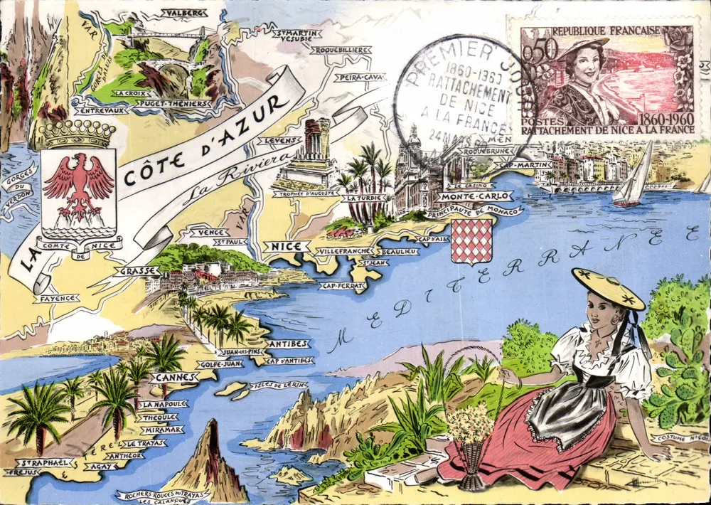 Côte d'Azur — Jubiläum der Wiederzugehörigkeit Nices zur Französischen Republik (1860-1960) — Éditions Artaud Frères et Fils, Nantes - Vorderseite