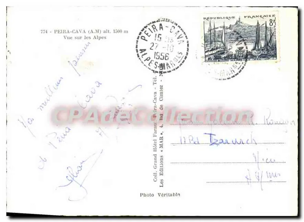 Peira-Cava (A.M.) — Vista das Alpes — Edições Faraul - Verso