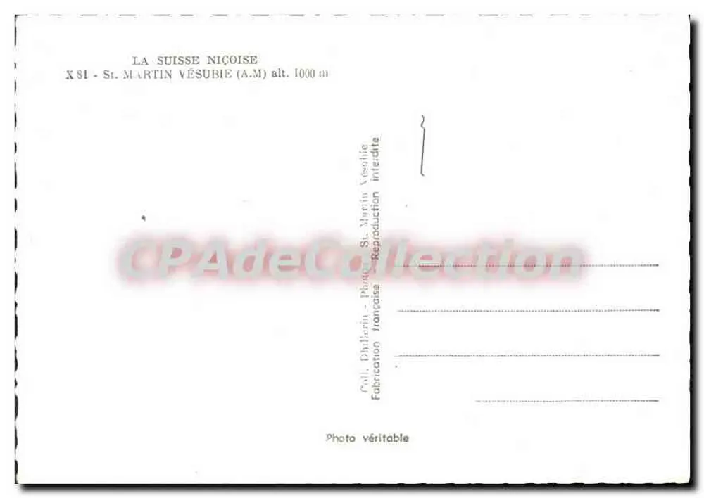 Martin-Vésubie — Erinnerung an St. Martin-Vésubie — La Suisse Niçoise - Rückseite