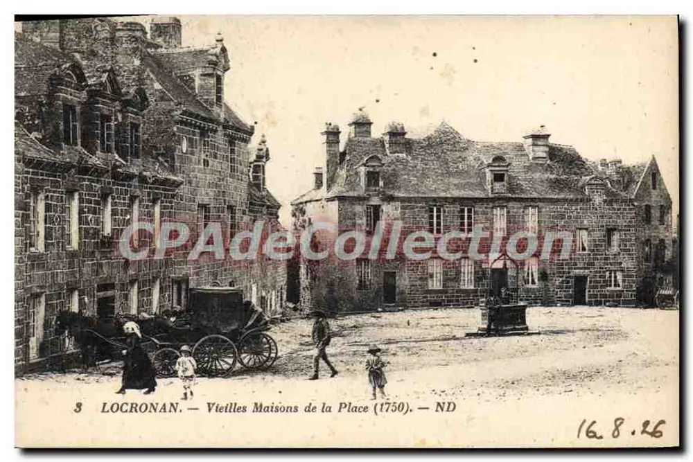 Locronan — Alte Häuser am Platz (1750) — ND - Vorderseite