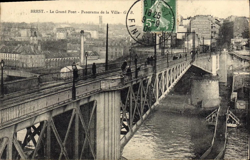 Brest - Der Große Brücke - Panorama der Stadt - G.B. - Vorderseite