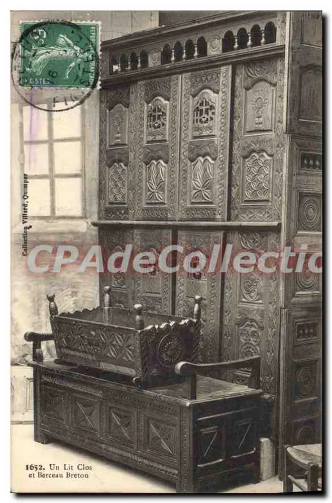 Ein geschlossenes Bett und ein bretonisches Wiegen — Sammlung Villard, Quimper - Vorderseite