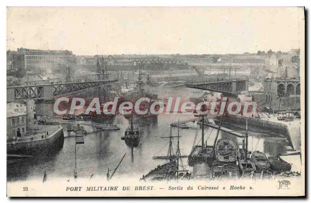 Militärhafen von Brest — Abfahrt des Schlachtschiffes « Hoche » — JND, n°23 - Vorderseite