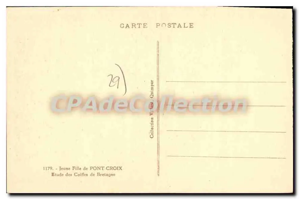 Giovane ragazza di Pont-Croix — Studio sui cappelli della Bretagna — JOB - Verso