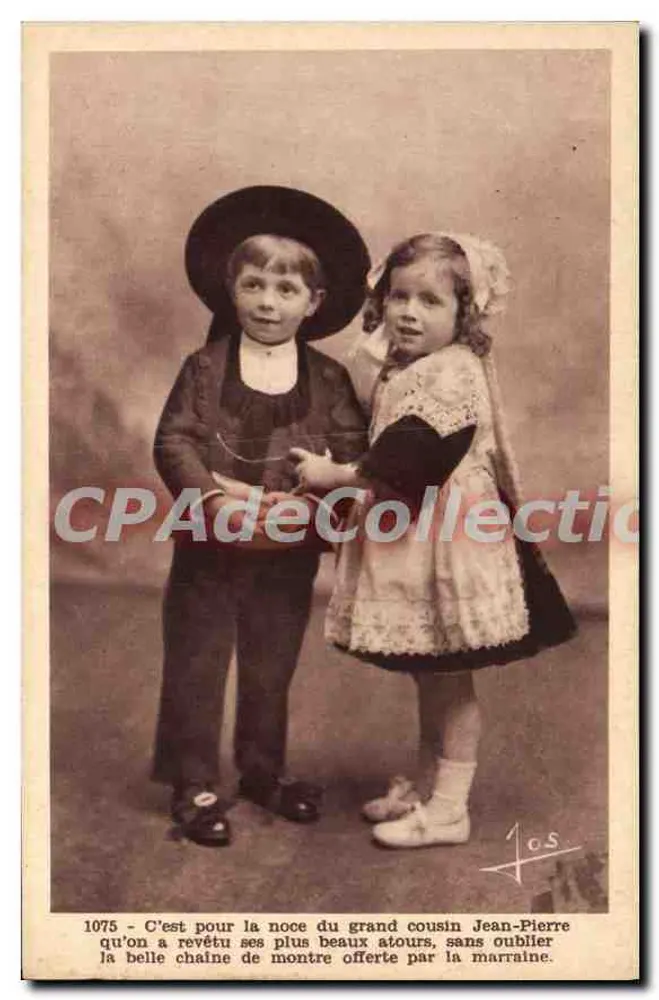 Zwei Kinder in festlicher Kleidung — Hochzeit des Onkels Jean-Pierre — Foto Doaré, Châteaulin - Vorderseite