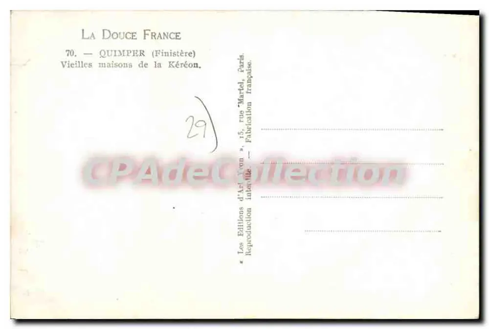 Quimper (Finistère) — Alte Häuser der Kéréon — Art Editions Arcon, Paris - Rückseite