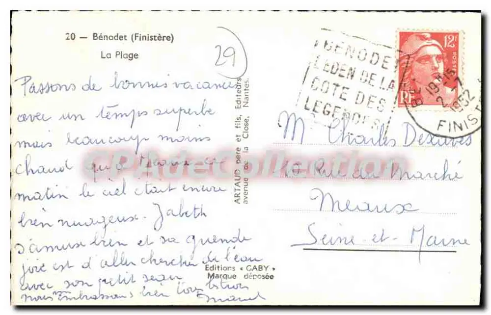 Bénodet (Finistère) — A Praia — Editor SABDY - Verso