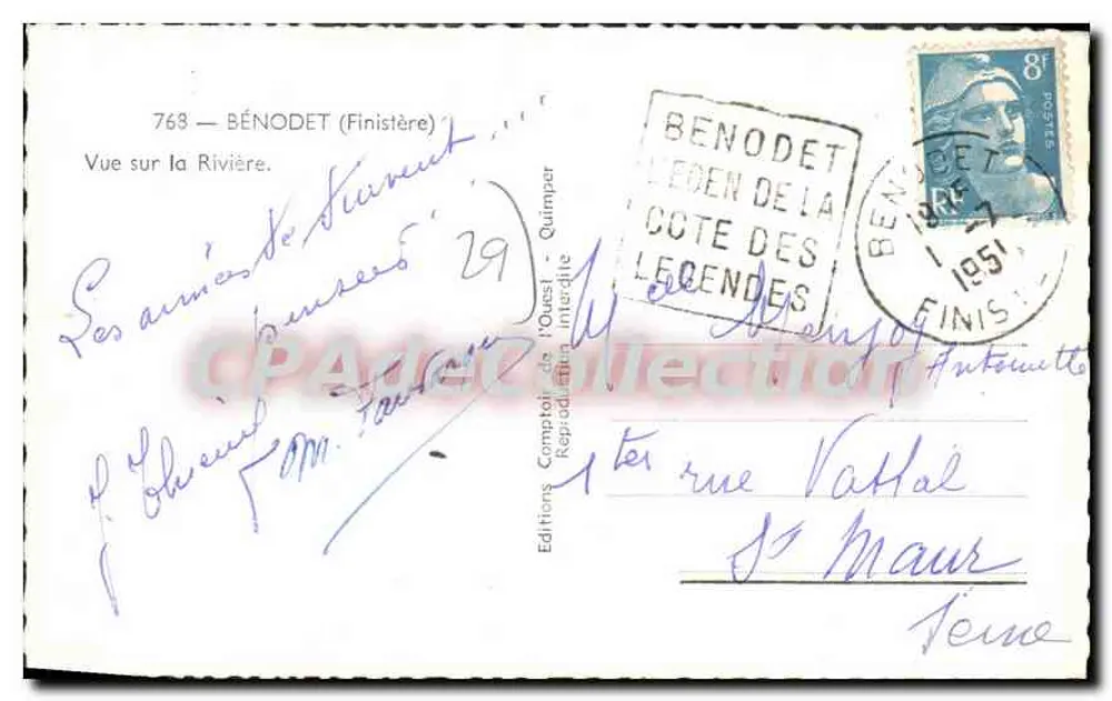 Bénodet (Finistère) — Blick auf den Fluss — Éditions de la Côte des Légendes, n°768 - Rückseite