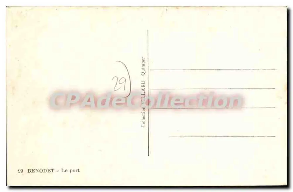 BENODET - O porto — Coleção VILLARD Quimper, n°49 - Verso