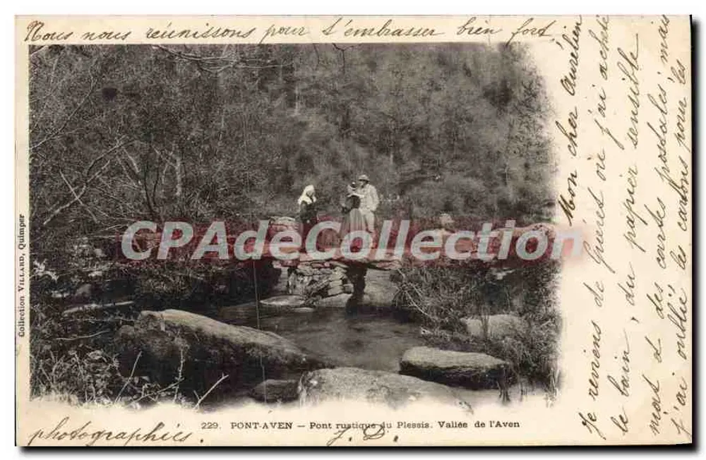 Pont-Aven — Pont rustique du Plessis, Vallée de l'Aven — Villard Quilinger, n°229 - Recto