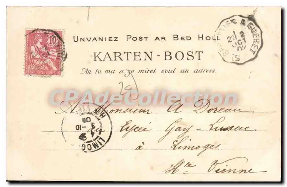Pont-Aven — Pont rustique du Plessis, Vallée de l'Aven — Villard Quilinger, n°229 - Verso