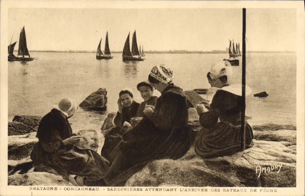 Bretagne - Concarneau - Sardinières, die auf das Eintreffen der Fischboote warten — Amaury - Vorderseite