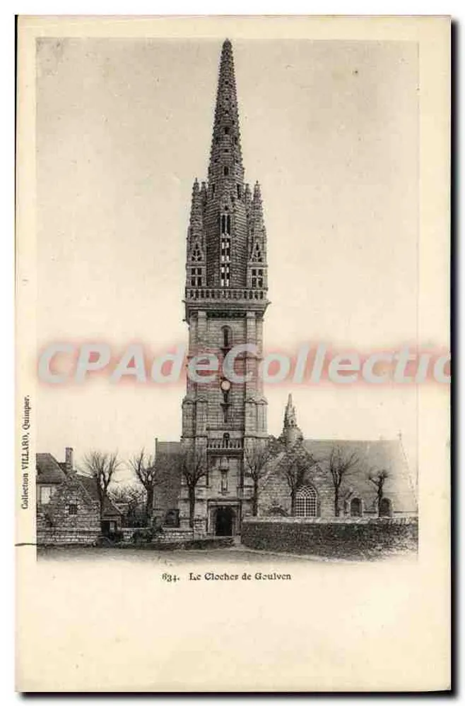 A Torre da Igreja de Goulven — Coleção VILLARD, Quimper, n° 834 - Frente