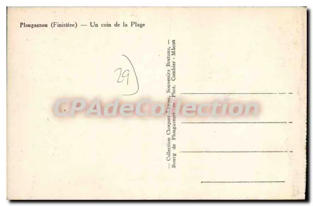 Plougasnou (Finistère) — Ein Stück der Küste — Sammlung Choquer-Lévietec, Foto: Combier - Matcon - Rückseite