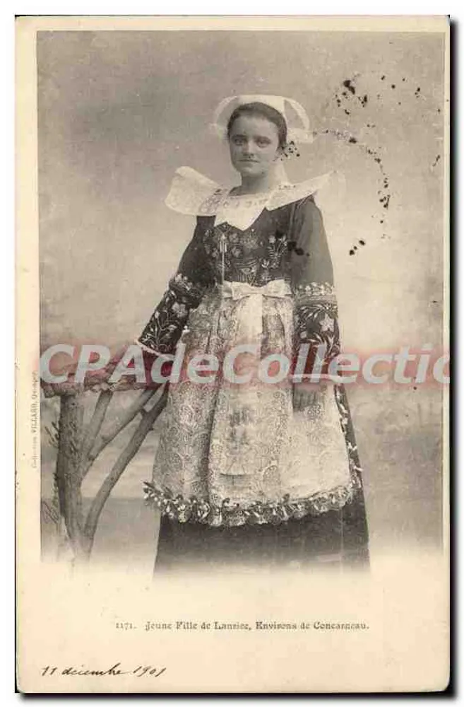 Jeune Fille de Lannies, Environs de Concarnéau — Collection VILLARD, n°1171 - Recto