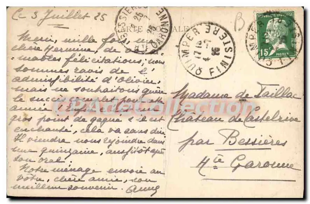 Le Marballach, perto de Quimper — Coleção Villars, Quimper, n°7078 - Verso