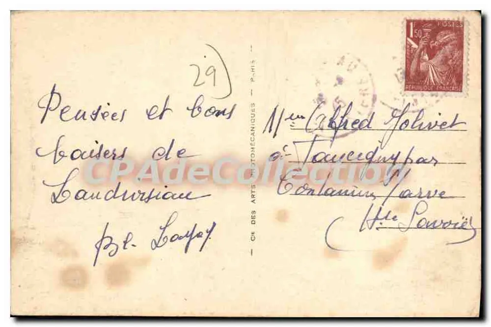 Landivisiau — Place de l'Église et Monument aux Morts — Vintage Postcard/Antike Ansichtskarte - Rückseite