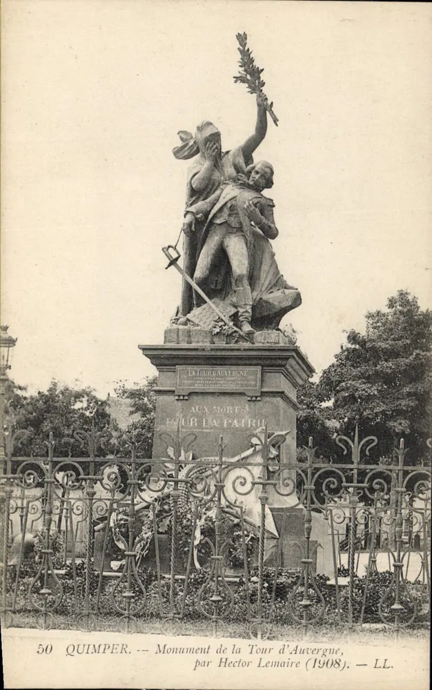Quimper — Denkmal der Tour d'Auvergne (1908) — von Hector Lemaire — LL. - Vorderseite