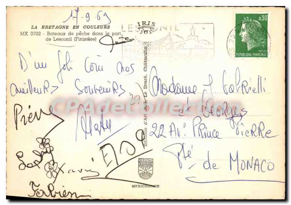 Fischboote im Hafen von Lesconil (Finistère) — Editions d'Art Jos, Nr. MX 3702 - Rückseite